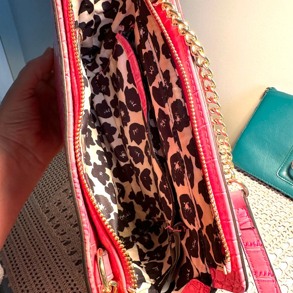 Anne Klein Vibrant Pink Croc-Embossed Shoulder Bag - Picture 10 of 10